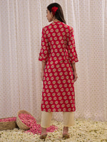 Thumbnail for Indo Era Pink Printed Straight Kurta - Distacart