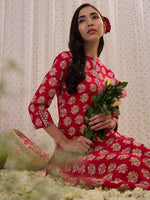 Thumbnail for Indo Era Pink Printed Straight Kurta - Distacart