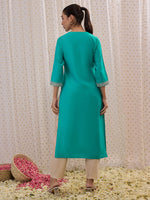 Thumbnail for Indo Era Blue Embroidered Straight Kurta - Distacart