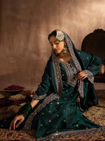 Thumbnail for Indo Era Green Embroidered Straight Kurta Trousers With Dupatta set - Distacart