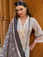 Thumbnail for Indo Era Off White Printed Straight Kurta Trousers With Dupatta set - Distacart
