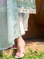 Thumbnail for Indo Era Off White Printed Straight Kurta Trousers With Dupatta set - Distacart