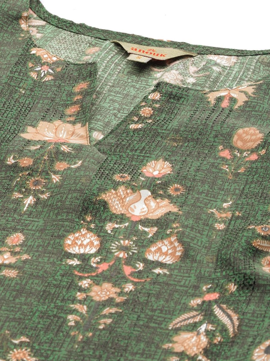Anouk FloralPrinted Regular Kurta With Trousers & With Dupatta - Distacart