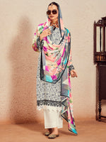 Thumbnail for Indo Era Off White Printed Straight Kurta Trousers With Dupatta Set - Distacart