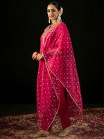Thumbnail for Indo Era Pink Embroidered Straight Kurta Trousers With Dupatta set - Distacart