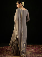 Thumbnail for Indo Era Grey Embroidered Straight Kurta Sharara With Dupatta set - Distacart