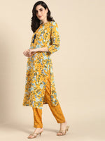 Thumbnail for All About You Women Mustard Yellow & White Floral Printed Kurta with Trousers - Distacart