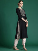 Thumbnail for Indo Era Black Embroidered Straight Kurta - Distacart