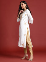 Thumbnail for Indo Era White Embroidered Straight Kurta - Distacart