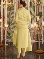 Thumbnail for Indo Era Yellow Straight Embroidered Kurta Trousers With Dupatta Set - Distacart