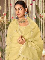 Thumbnail for Indo Era Yellow Straight Embroidered Kurta Trousers With Dupatta Set - Distacart