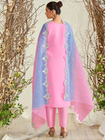 Thumbnail for Indo Era Pink Straight Embroidered Kurta Trousers With Dupatta Set - Distacart