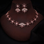 Thumbnail for Tehzeeb Creations Maroon Colour Star Design Stone Studded Necklace With Earrings - Distacart