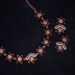 Thumbnail for Tehzeeb Creations Maroon Colour Star Design Stone Studded Necklace With Earrings - Distacart