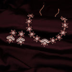 Thumbnail for Tehzeeb Creations Maroon Colour Star Design Stone Studded Necklace With Earrings - Distacart