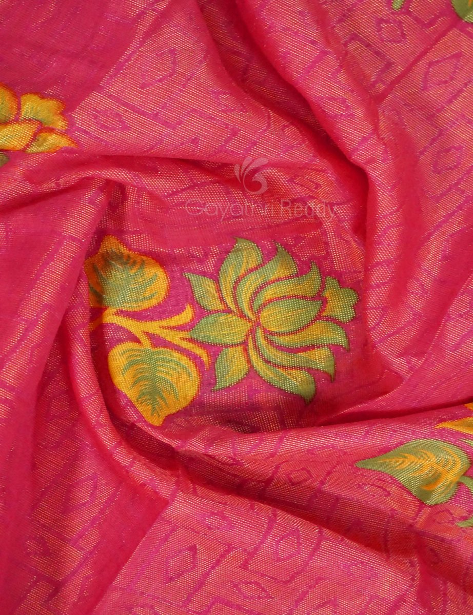 Baby Pink Colour With Leaf Green Blouse Cotton Brasso Saree By Gayathri Reddy Designer Studio - Distacart