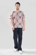 Thumbnail for Xkind Light Maroon Embroidered Releaxed Fit Shirt