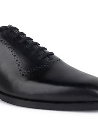 Thumbnail for LOUIS STITCH Men Jet Black Egyptian Crust Leather Wholecut Derby Shoes