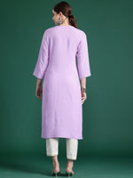 Thumbnail for Indo Era Purple Embroidered Straight Kurta - Distacart