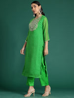 Thumbnail for Indo Era Green Printed Straight Kurta Trousers With Dupatta set - Distacart