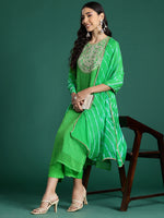 Thumbnail for Indo Era Green Printed Straight Kurta Trousers With Dupatta set - Distacart