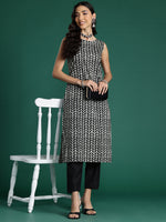 Thumbnail for Indo Era Black Printed Straight Kurta - Distacart