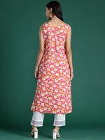 Thumbnail for Indo Era Pink Printed Straight Kurta - Distacart