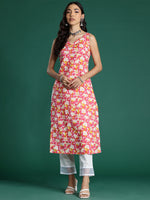Thumbnail for Indo Era Pink Printed Straight Kurta - Distacart