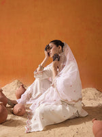 Thumbnail for Indo Era White Embroidered Straight Kurta Trousers With Dupatta set - Distacart