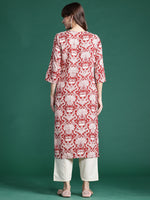 Thumbnail for Indo Era Red Printed Straight Kurta - Distacart