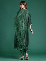 Thumbnail for Indo Era Green Embroidered A-Line Kurta Trousers set - Distacart