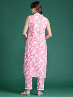 Thumbnail for Indo Era Pink Printed Straight Kurta Trousers set - Distacart
