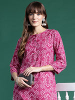 Thumbnail for Indo Era Pink Printed Straight Kurta - Distacart
