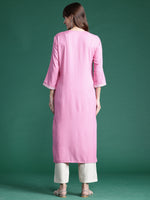 Thumbnail for Indo Era Pink Embroidered Straight Kurta - Distacart