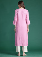 Thumbnail for Indo Era Pink Embroidered Straight Kurta - Distacart