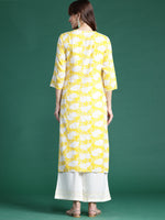 Thumbnail for Indo Era Yellow Printed Straight Kurta - Distacart