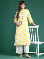 Thumbnail for Indo Era Yellow Printed Straight Kurta - Distacart