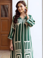 Thumbnail for Indo Era Green Printed A-Line Kurta Palazzos Set - Distacart