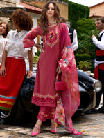 Thumbnail for Indo Era Pink Embroidered A-Line Kurta Trousers With Dupatta Set - Distacart