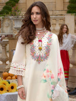 Thumbnail for Indo Era Off White Embroidered A-Line Kurta Trousers With Dupatta Set - Distacart