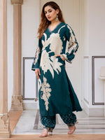 Thumbnail for Indo Era Teal Printed A-Line Kurta Salwar set - Distacart