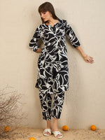 Thumbnail for Indo Era Black Printed Straight Kurta Trousers set - Distacart