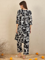 Thumbnail for Indo Era Black Printed Straight Kurta Trousers set - Distacart