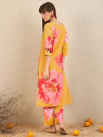 Thumbnail for Indo Era Yellow Printed Straight Kurta Trousers Set - Distacart
