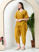 Thumbnail for Myshka Women's Yellow colour Co-ord set with Lace
