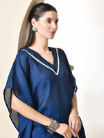 Thumbnail for Myshka Women's Navy Blue colour Co-ord set with Lace