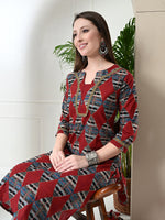 Thumbnail for Myshka Women's Block Printed Cotton Straight Party Kurta Sets With Dupatta