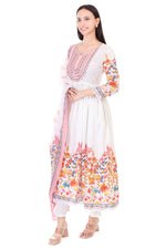 Thumbnail for Jaitra Apparels Off White Embroidered Pure Cotton Kurta Set With Dupatta