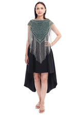 Thumbnail for Jaitra Apparels Green Beads Embroidered Net Poncho