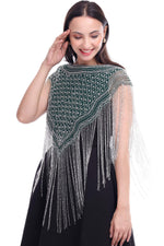 Thumbnail for Jaitra Apparels Green Beads Embroidered Net Poncho